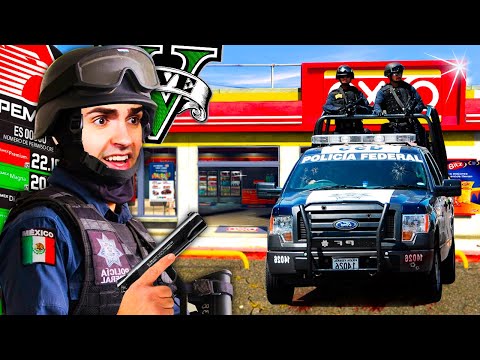 SALVANDO el OXXO como POLICIA MEXICANO en GTA 5 !! ?‍♂️? (Mods) thumbnail