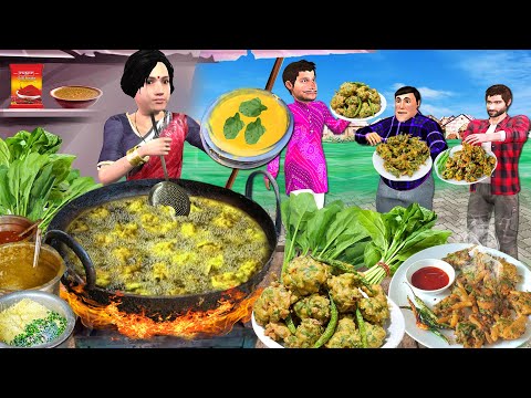 Didi Selling Palak Pakoda Street Style Crispy Palak Pakoda Hindi Kahani Moral Stories Comedy Video thumbnail