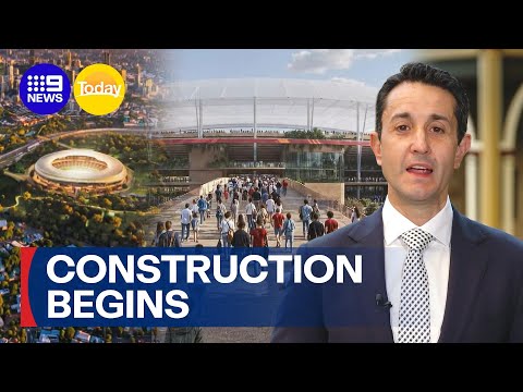 Construction on Brisbane's new Olympic Stadium begins | 9 News Australia thumbnail