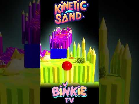 🔺🖍️ Bowling Ball Rolls Through Kinetic Sand Shapes Fun Learning Track | Binkie TV thumbnail