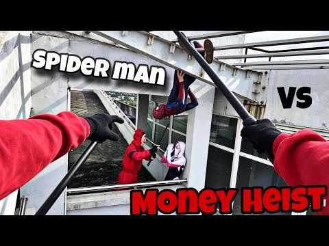 SPIDER MAN Parkour VS MONEY HEIST BAD GUYS | RESCUING SPIDER GIRL FROM BAD GUYS (Action POV Parkour) thumbnail