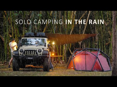 SOLO Camping in the RAIN [ RELAX, SLEEP and ENJOY FOOD in the TENT | Long Rain ASMR ] thumbnail