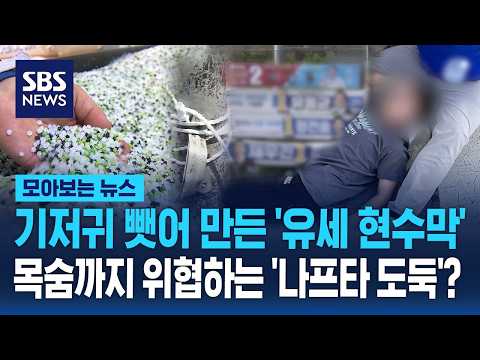 기저귀 뺏어 만든 '유세 현수막'..목숨까지 위협하는 '나프타 도둑'? / SBS / 모아보는 뉴스 thumbnail