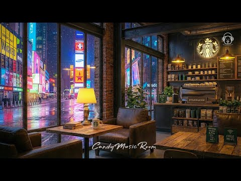 New York Night Café Jazz ☕ Cozy Starbucks Ambience for Relaxing & Studying thumbnail