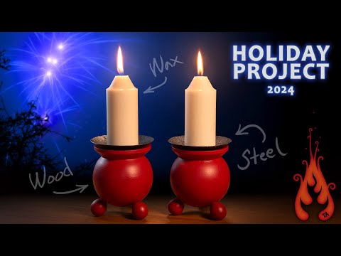 Holiday Candle Project - Turning wood, Forging steel and casting Wax! thumbnail
