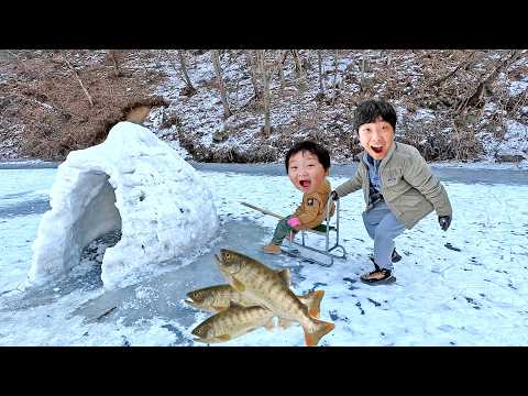 Yejun's Winter Ice Fishing Family Trip for Kids Outdoor Playground Activity thumbnail