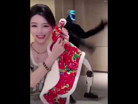 机器人整活儿挺逗?！她本来是想整一个机器人陪她一起搞直播的，结果太能作了 #机器人#robot thumbnail