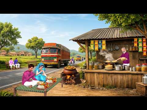 Gaon ka DHABA Mei Veg Jadui Khana Roti Aloo Curry Street Food Hindi Kahaniya Moral Stories Comedy thumbnail