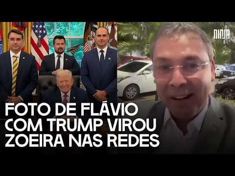 💥Flávio, Eduardo e Figueiredo aparecem em foto com Trump e Lindberg ironiza: os três patetas💥 thumbnail