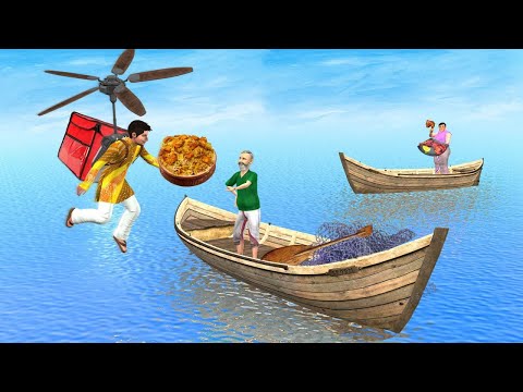 Flying Food Delivery Wala Chicken Mutton Biryani  Street Food Hindi Kahaniya Hindi Moral Stories thumbnail