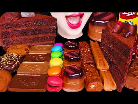 ASMR CHOCOLATE PUDDING CAKE JELLY 초콜릿 푸딩 케이크 먹방 MUKBANG, EATING thumbnail