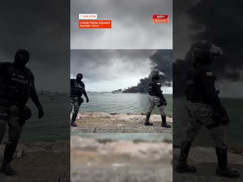 Kebakaran besar memusnahkan 35 buah bot di pelabuhan Manta, Equador thumbnail