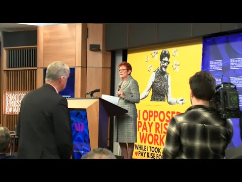 Activists attempt to hijack Pauline Hanson’s National Press Club address with failed banner stunt thumbnail