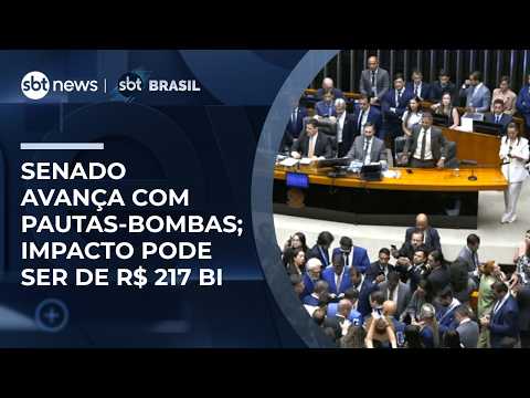 Senado avança com 3 pautas-bombas; impacto nas contas públicas pode chegar a R$ 217 bi | #SBTBrasil thumbnail