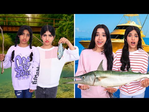 تحدي رحلة صيد سمك غالية ضد رحله صيد سمك رخيصة !!! شفا thumbnail