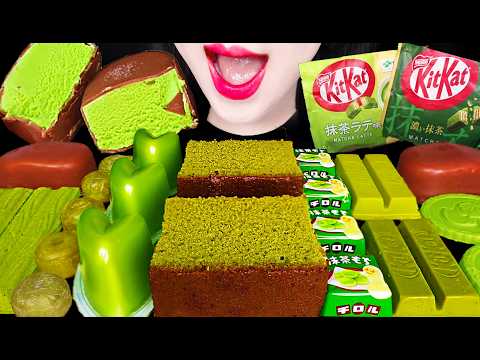ASMR MATCHA CHOCOLATE CAKE DESSERT 말차 초콜릿 케이크 디저트 먹방 MUKBANG, EATING thumbnail