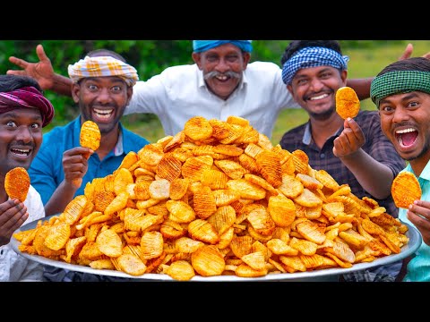 SPICY POTATO CHIPS | Accordion Potatoes Recipe Cooking In Village | Home Made Masala Potato Fry thumbnail