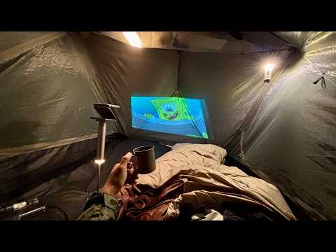 I MADE A SECRET CINEMA IN THE MIDDLE OF THE RAINFOREST | SOLO CAMPING ASMR thumbnail