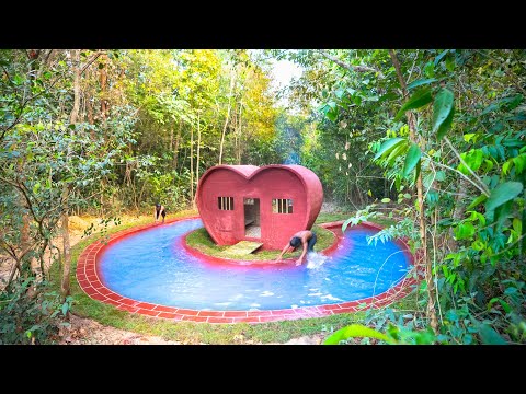 Building a Secret Heart Shaped Villa Surrounding Swimming Pool Deep in the Jungle thumbnail