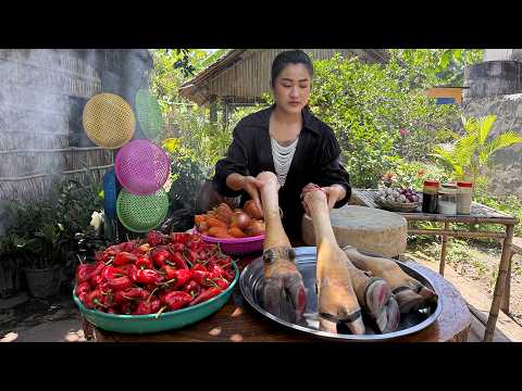 Yummy cow legs cooking | Cow legs soup recipe | Country food cooking thumbnail