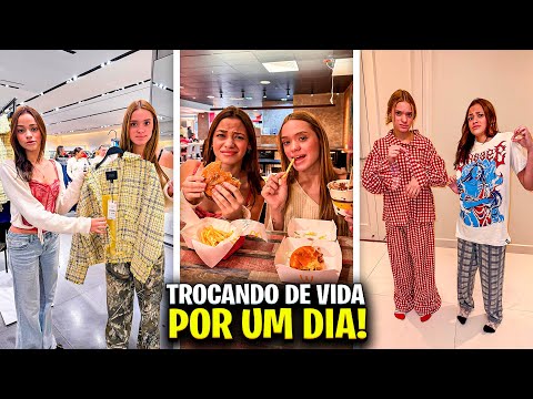 TUDO QUE ROLOU EM UM DIA INTEIRO TROCANDO DE VIDA COM MINHA IRMÃ!! thumbnail
