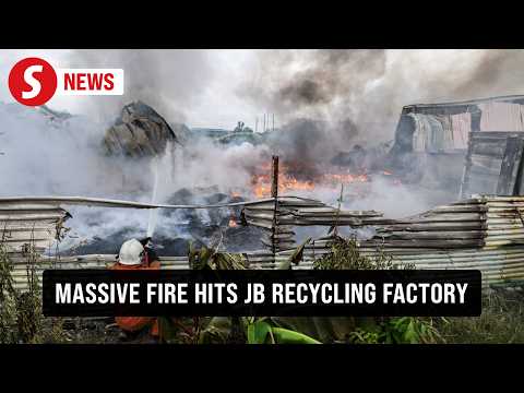 Fire tears through recycling factory in Kempas sending clouds of smoke billowing thumbnail