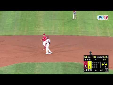 06/03 味全 VS 樂天 七局下，樂天靠著宋嘉翔安打打回本場的第二分，但張鈞守關鍵三振使樂天留下一三壘殘壘 thumbnail