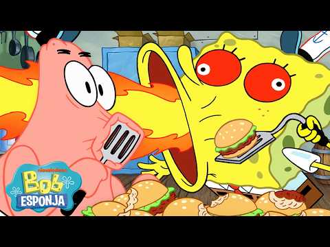Bob Esponja | 3 horas de los momentos más locos del Crustáceo Cascarudo 🍔 | Bob Esponja en Español thumbnail