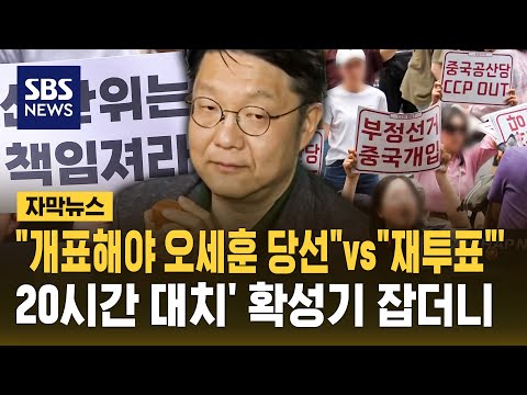 "개표해야 오세훈 당선"vs"재투표"..'20시간 대치' 확성기 잡더니 (자막뉴스) / SBS thumbnail