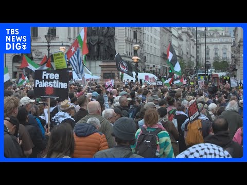 ロンドンで「極右主導・反移民デモ」と「親パレスチナデモ」 市の中心部が参加者で埋め尽くされる｜TBS NEWS DIG thumbnail