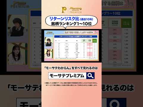 リターンリスク比 銘柄ランキング1〜10位 #モーサテわからん #大川智宏 #中原みなみ #モーサテプレミアム #テレ東BIZ #テレ東 #テレ東BIZ thumbnail