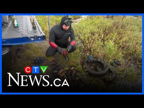 N.L. friends use diving skills to clean up underwater trash thumbnail