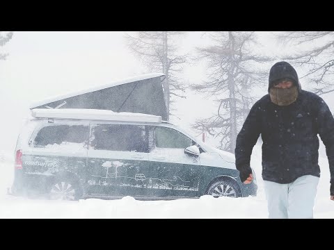 🇦🇹 Van Camping in a freezing SNOW STORM [ Snowed in by a Blizzard, Cosy Relax Study Sleep ASMR ] thumbnail
