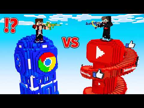 ماين كرافت : برج اليوتيوب العملاق ضد برجل جوجل القوي !!؟ 🔥😱 thumbnail