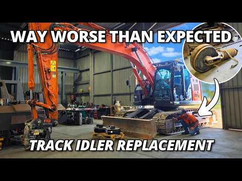 This Excavator Track Idler Wore Out WAY Too Fast… | Hitachi ZX225 Repair thumbnail