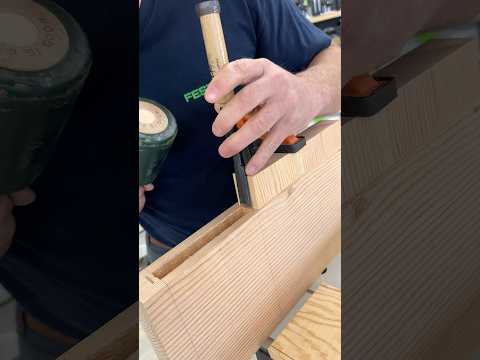 Haunched pass through door tenons with wedges. Using a @SUIZAN chisel to cut out the relief thumbnail