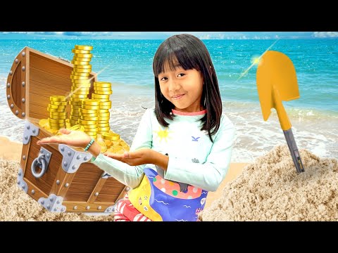 KAYCEE & RACHEL PLAY WITH DAD ON THE BEACH | RACHEL WONDERLAND thumbnail
