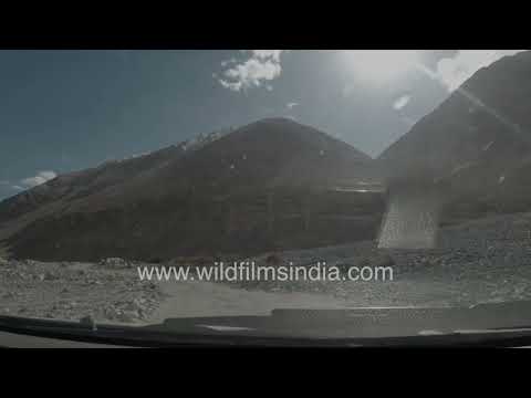 Scenic road journey through Ladakh in the Indian Himalayas. thumbnail