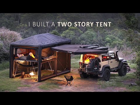 I Built a GIANT 2-STORY TENT |  Solo Camping ASMR thumbnail