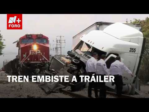 Tráiler trata de ganar el paso al tren y termina arrollado en Nuevo León - Paralelo 23 thumbnail