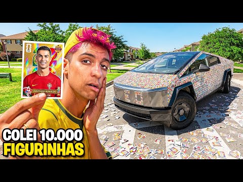 COLEI 10.000 FIGURINHAS DA COPA NO MEU CYBER TRUCK ! thumbnail