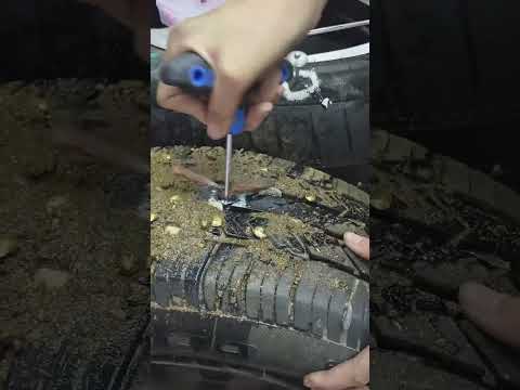 Stay moving 🚗 Easy tire repair without removing the wheel.#TireRepair #CarTools #FlatTireFix #Road thumbnail