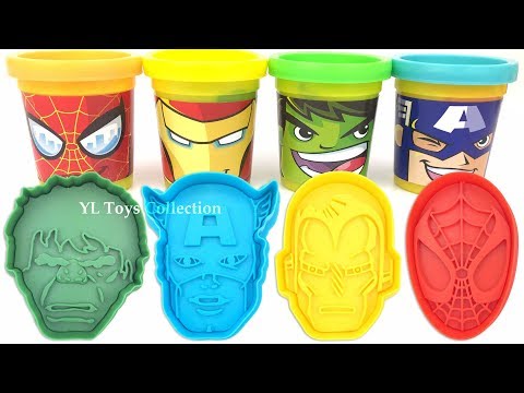 Play Doh Marvel Avengers with Iron Man Hulk Captain America Molds and Surprise Toys thumbnail