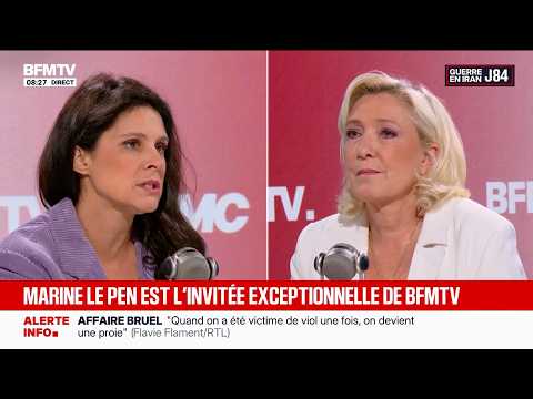 Marine Le Pen, invitée d'Apolline de Malherbe dans la matinale de BFMTV et RMC thumbnail
