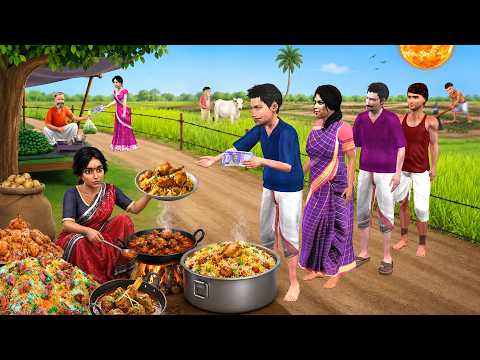 Khet Mei Chicken Biryani Dhaba Street Food On Farm Land Hindi Kahaniya Moral Stories Comedy Video thumbnail