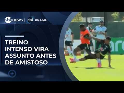 Endrick e Casemiro minimizam polêmica após lance em treino | #SBTBrasil thumbnail