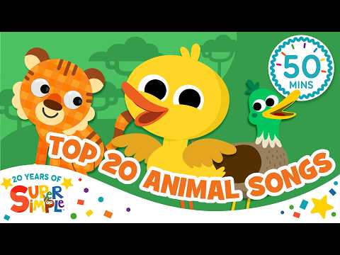 Top 20 Animal Songs 🐻 | Quack along to Super Simple Songs 20th Anniversary 🎉 thumbnail