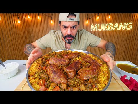 برياني غنم عراقي على اصوله موكبانغ Iraqi Style Lamb Biryani Mukbang Eating Show thumbnail