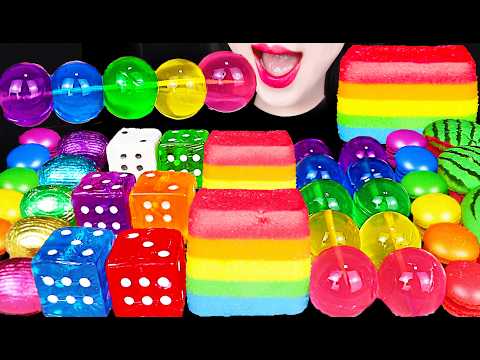 ASMR JELLY BALLS MARSHMALLOW RAINBOW DESSERT 젤리꼬치 주사위 먹방 MUKBANG, EATING thumbnail