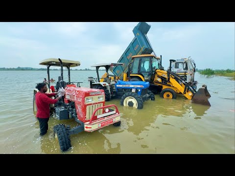 Washing My TATA Dump Truck | Swaraj 855 Fe | New Holland 3630 4x4 | JCB 3dx | Bajaj Auto CNG in Pond thumbnail